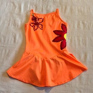 Freda B girls medium orange red and yellow skating costume, VGUC